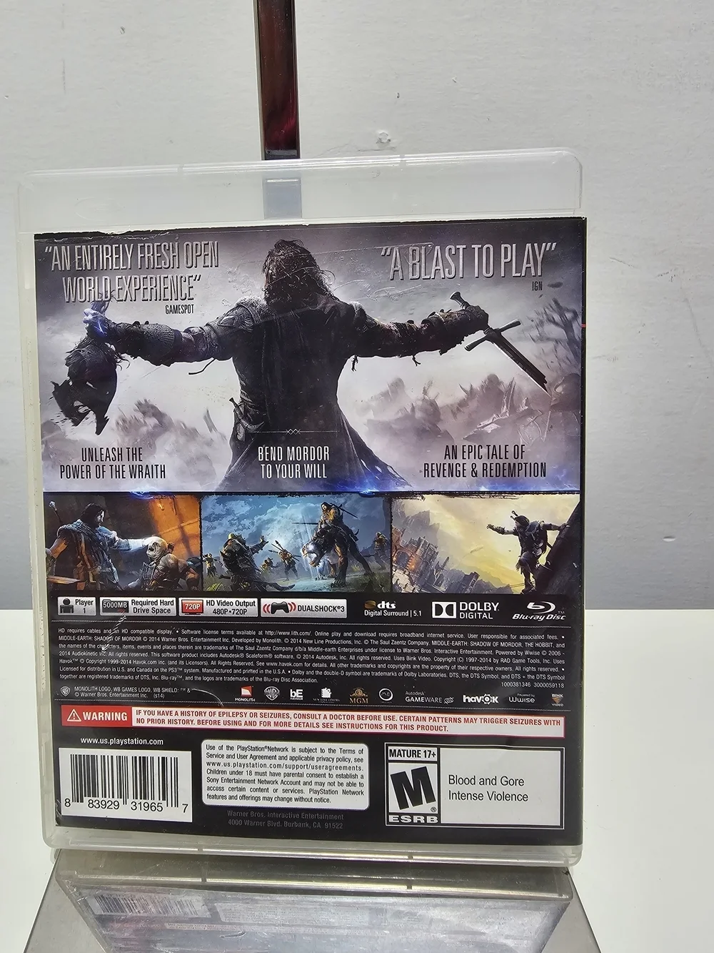PlayStation PS3 Shadow of Mordor - Black Game Case